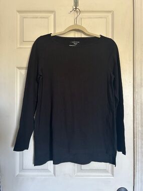 Eileen Fisher black organic cotton long sleeve tee size XS petite